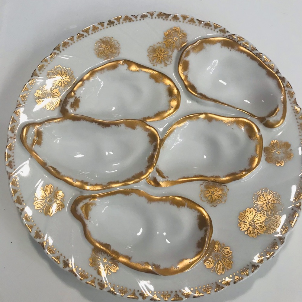 Antique Limoges Porcelain Oyster Plate.